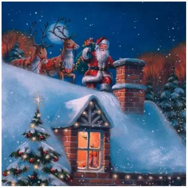 Santa on Rooftop with Reindeer 303533