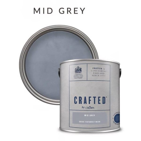 Suede Textured Matt Finish CRAFTED by Crown MID GREY 280387